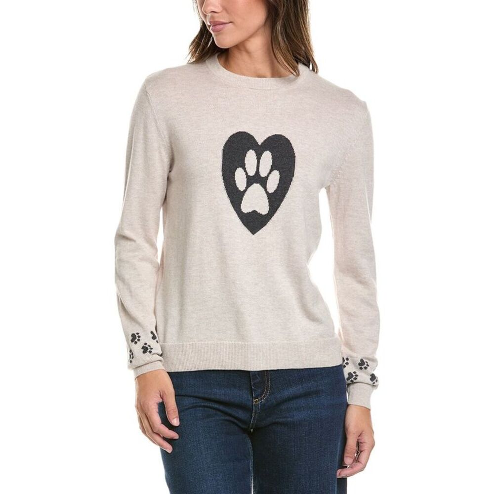 Alashan Cashmere Womens  Pet Love Crew Cashmere-Blend Sweater, White